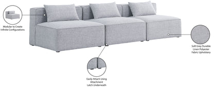 Crescent Grey Durable Linen Textured Modular Sofa S108A