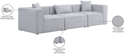 Crescent Grey Durable Linen Textured Modular Sofa S108B