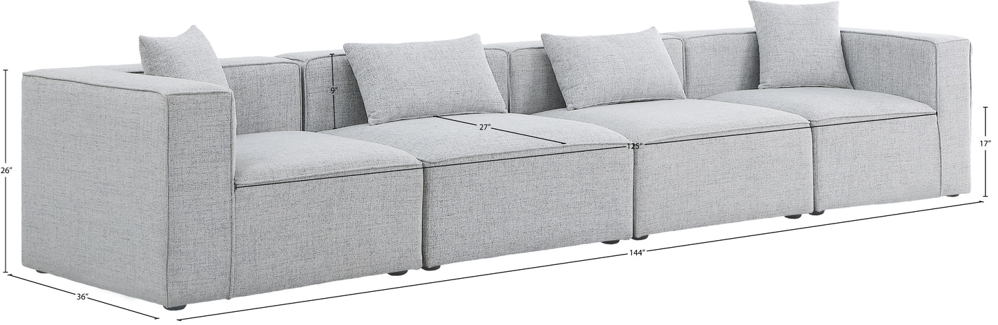 crescent grey durable linen textured modular sofa s144b