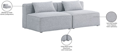 Crescent Grey Durable Linen Textured Modular Sofa S72A