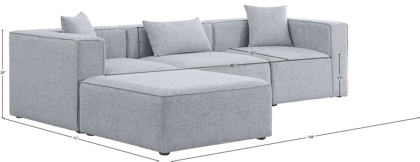 crescent grey durable linen textured modular sectional sec4a