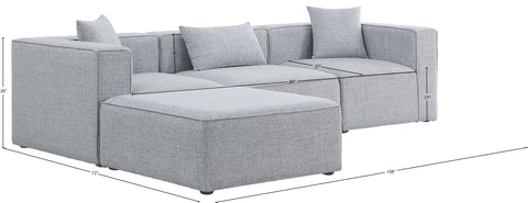 Crescent Grey Durable Linen Textured Modular Sectional Sec4A