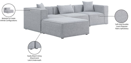 Crescent Grey Durable Linen Textured Modular Sectional Sec4A