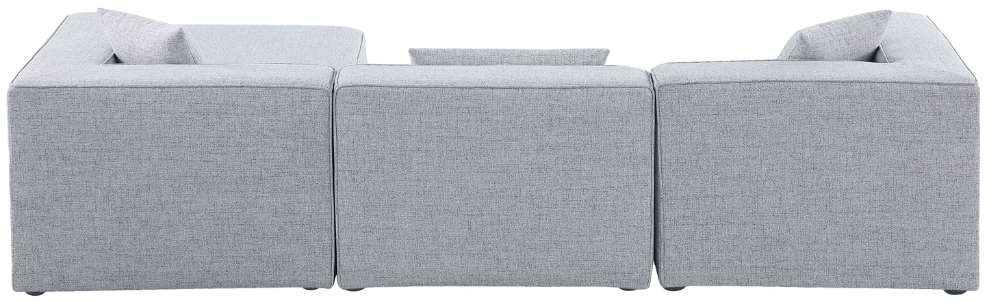 crescent grey durable linen textured modular sectional sec4a