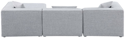 Crescent Grey Durable Linen Textured Modular Sectional Sec4A