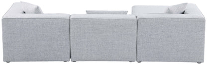 Crescent Grey Durable Linen Textured Modular Sectional Sec4A