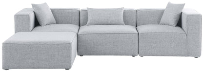 Crescent Grey Durable Linen Textured Modular Sectional Sec4A