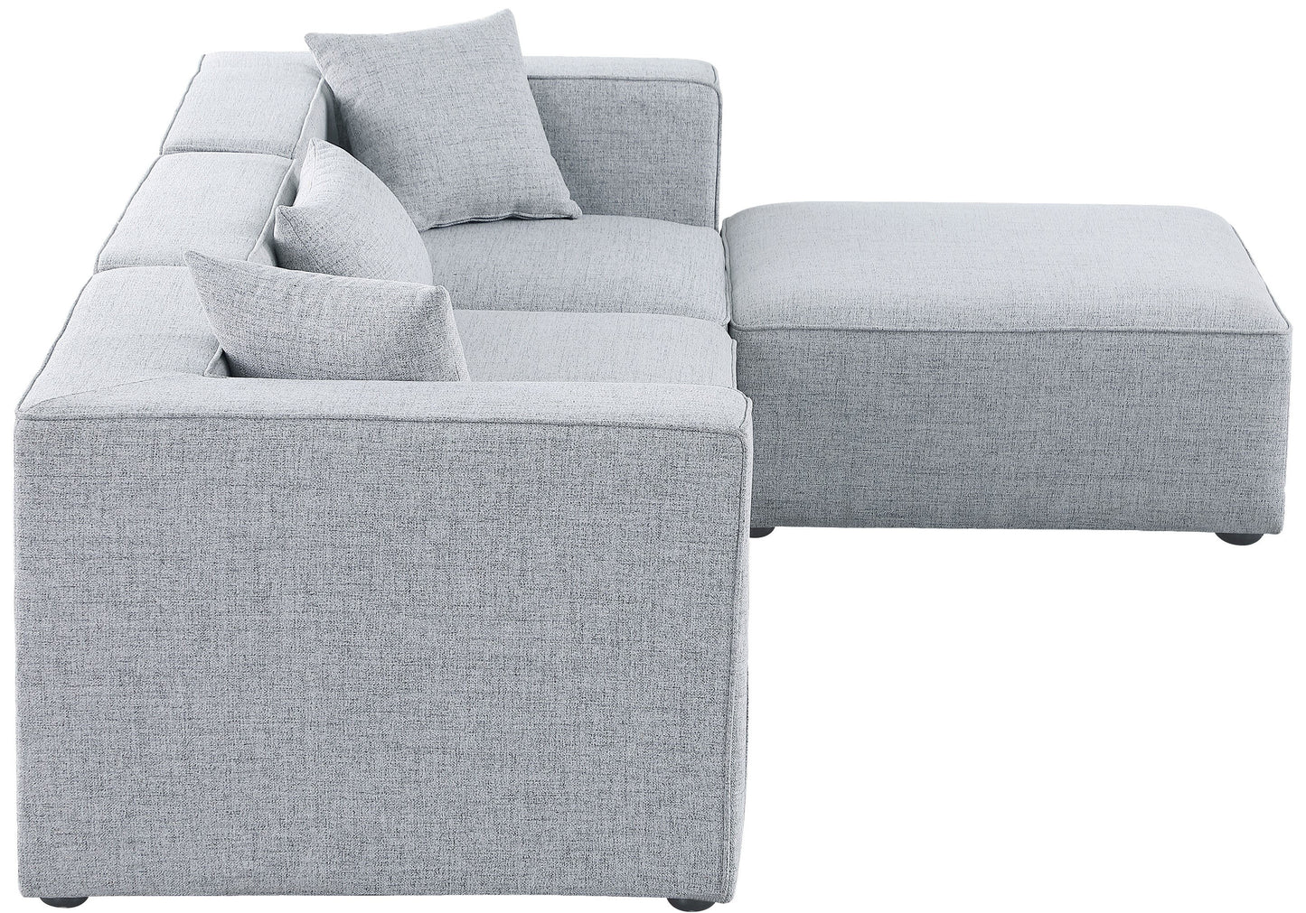 crescent grey durable linen textured modular sectional sec4a