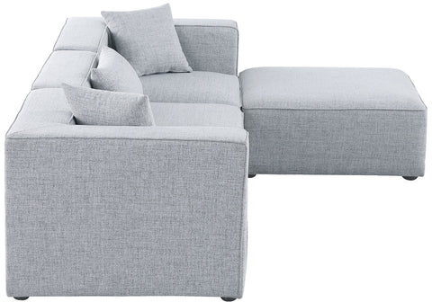 Crescent Grey Durable Linen Textured Modular Sectional Sec4A