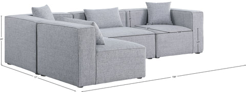 Crescent Grey Durable Linen Textured Modular Sectional Sec4B