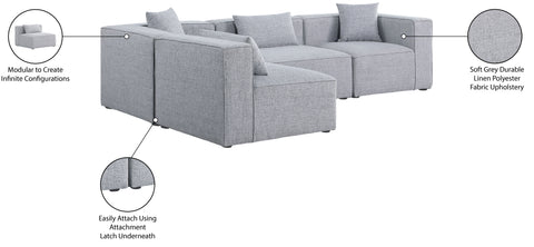 Crescent Grey Durable Linen Textured Modular Sectional Sec4B
