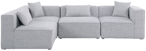 Crescent Grey Durable Linen Textured Modular Sectional Sec4B