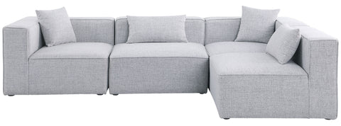 Crescent Grey Durable Linen Textured Modular Sectional Sec4B