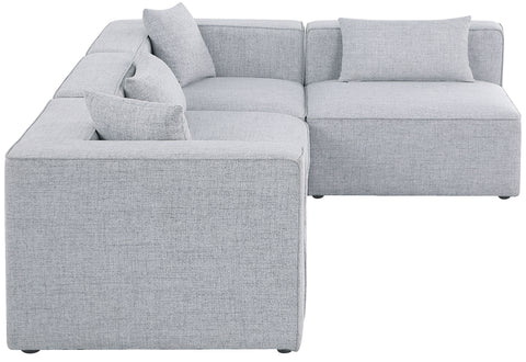 Crescent Grey Durable Linen Textured Modular Sectional Sec4B