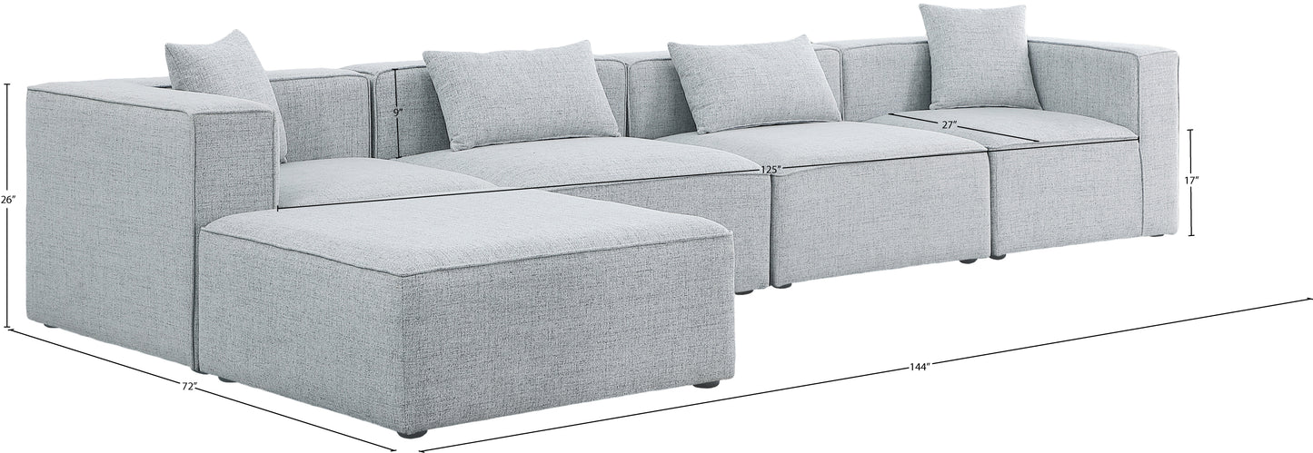 crescent grey durable linen textured modular sectional sec5a