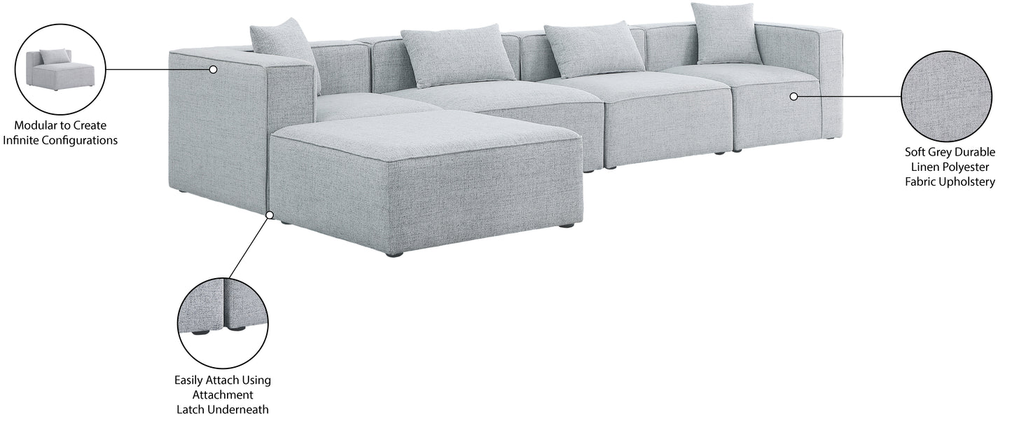 crescent grey durable linen textured modular sectional sec5a