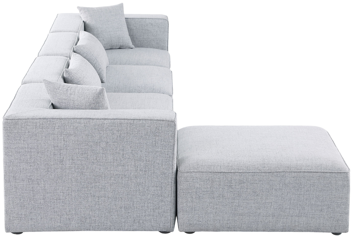 crescent grey durable linen textured modular sectional sec5a