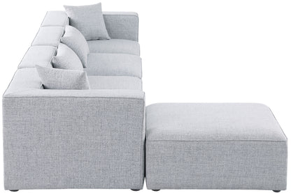 Crescent Grey Durable Linen Textured Modular Sectional Sec5A