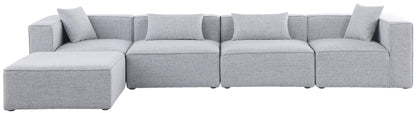 Crescent Grey Durable Linen Textured Modular Sectional Sec5A