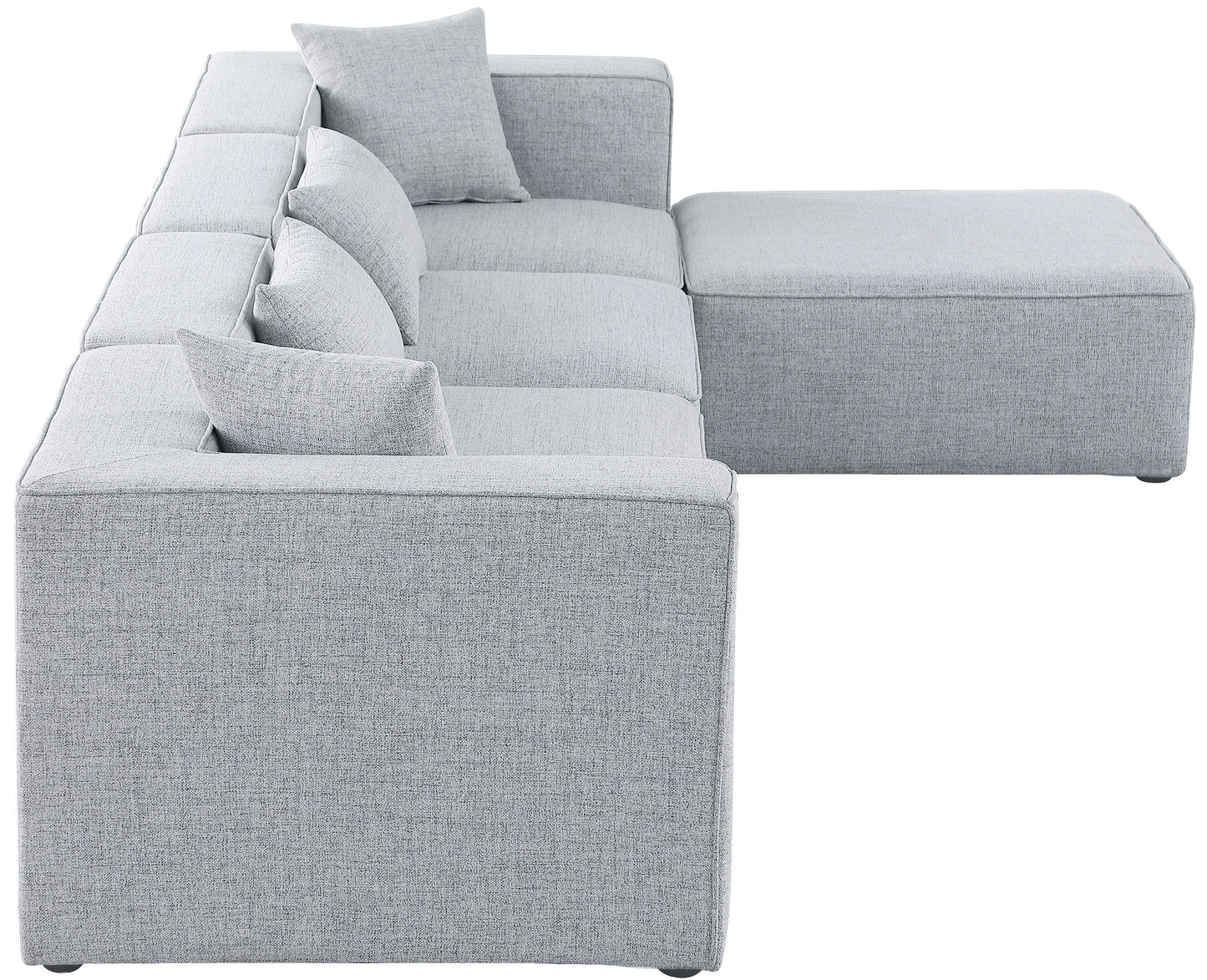 crescent grey durable linen textured modular sectional sec5a