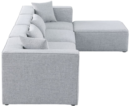 Crescent Grey Durable Linen Textured Modular Sectional Sec5A