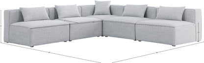 Crescent Grey Durable Linen Textured Modular Sectional Sec5B