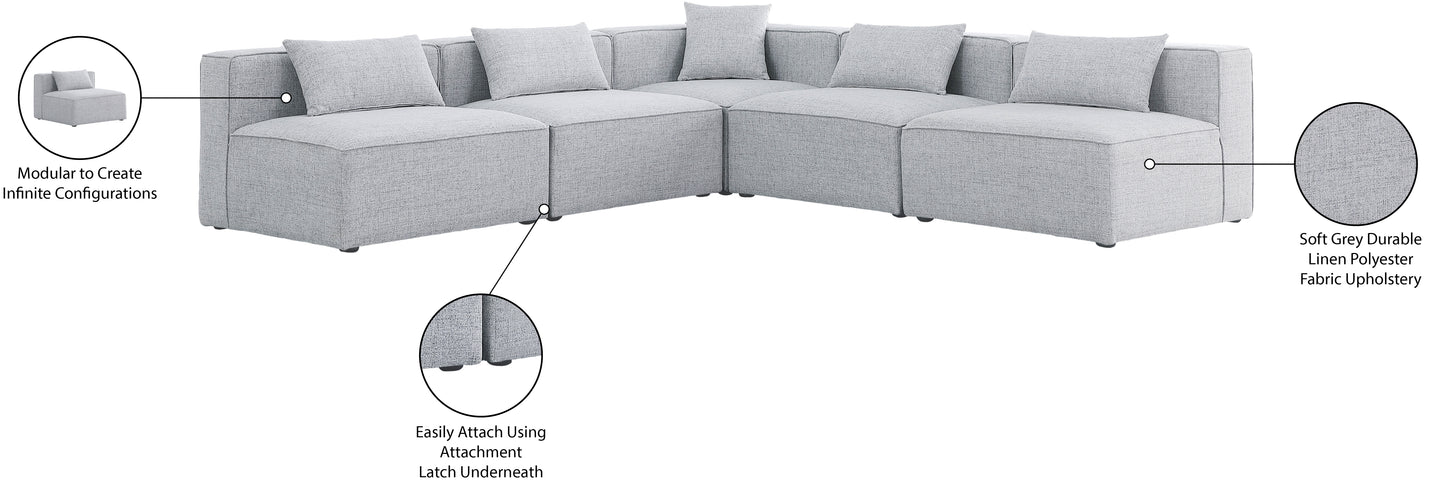 crescent grey durable linen textured modular sectional sec5b