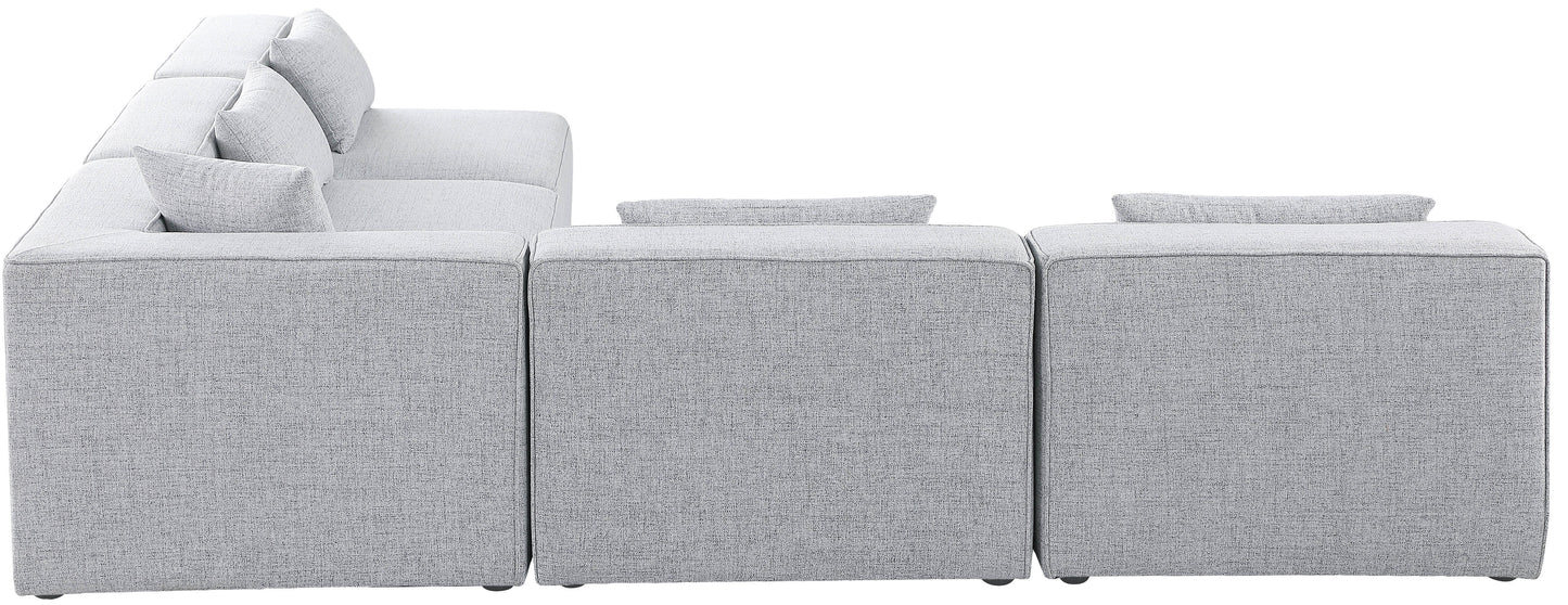 crescent grey durable linen textured modular sectional sec5b