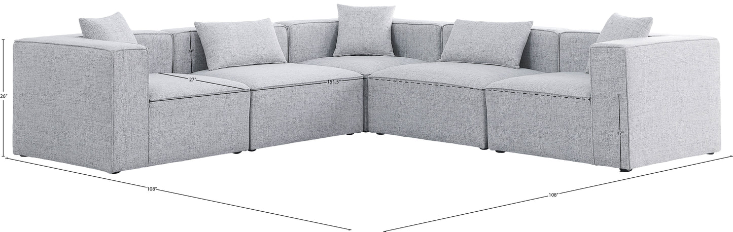 crescent grey durable linen textured modular sectional sec5c