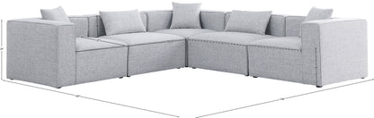 Crescent Grey Durable Linen Textured Modular Sectional Sec5C