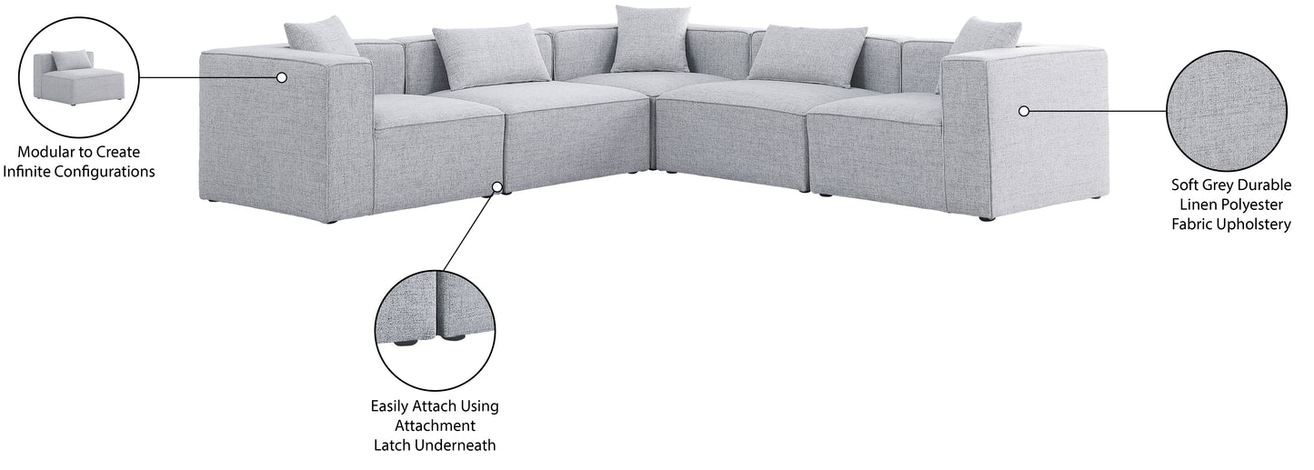 crescent grey durable linen textured modular sectional sec5c