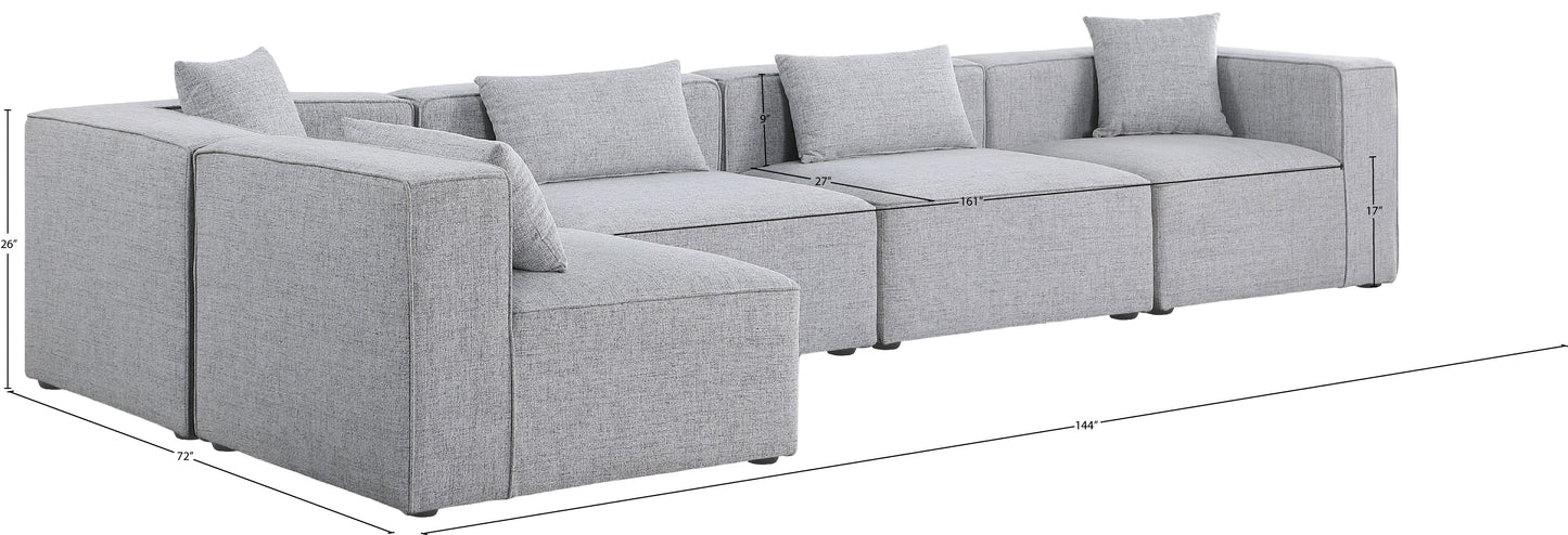 crescent grey durable linen textured modular sectional sec5d