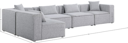 Crescent Grey Durable Linen Textured Modular Sectional Sec5D