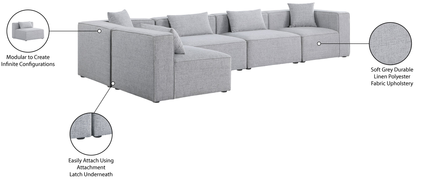 crescent grey durable linen textured modular sectional sec5d