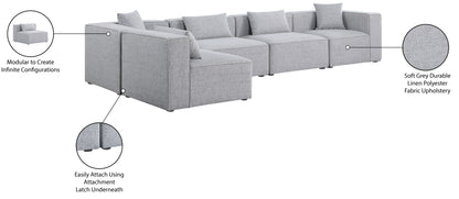 Crescent Grey Durable Linen Textured Modular Sectional Sec5D