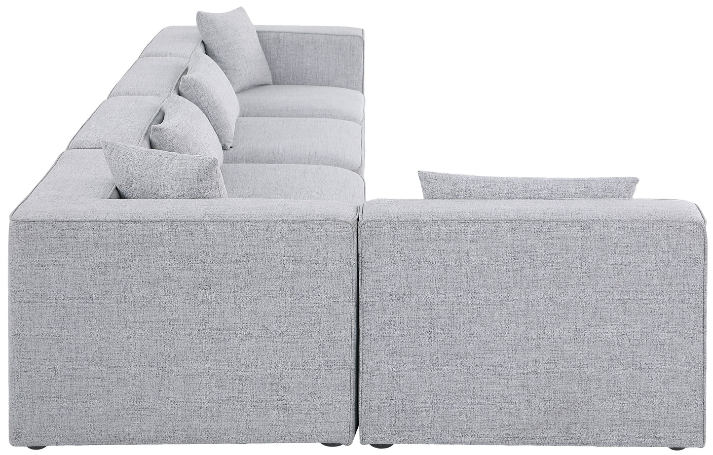 crescent grey durable linen textured modular sectional sec5d