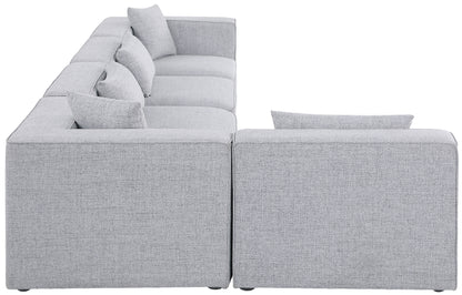 Crescent Grey Durable Linen Textured Modular Sectional Sec5D