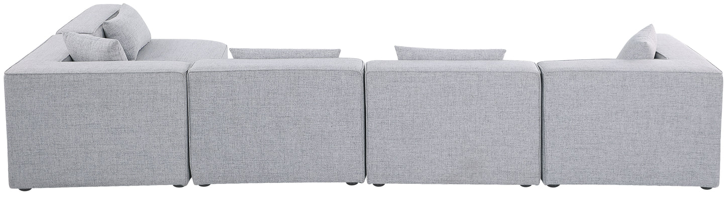 crescent grey durable linen textured modular sectional sec5d