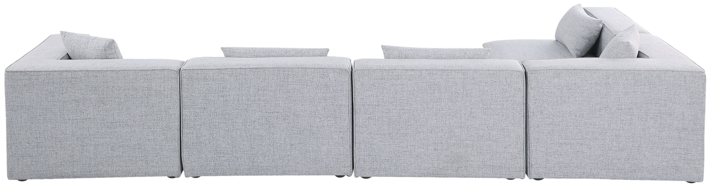 crescent grey durable linen textured modular sectional sec5d