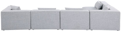 Crescent Grey Durable Linen Textured Modular Sectional Sec5D