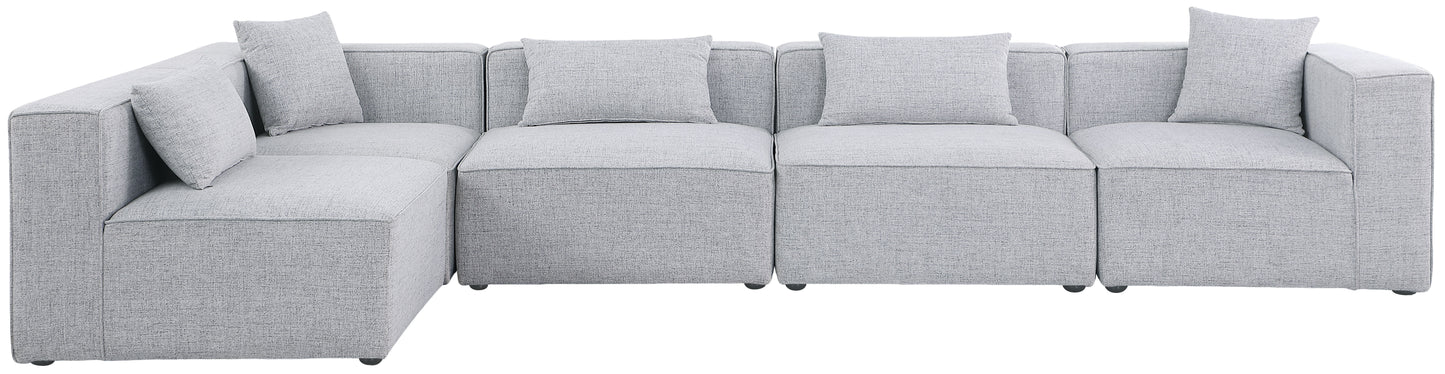 crescent grey durable linen textured modular sectional sec5d