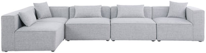 Crescent Grey Durable Linen Textured Modular Sectional Sec5D