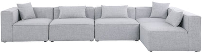 Crescent Grey Durable Linen Textured Modular Sectional Sec5D