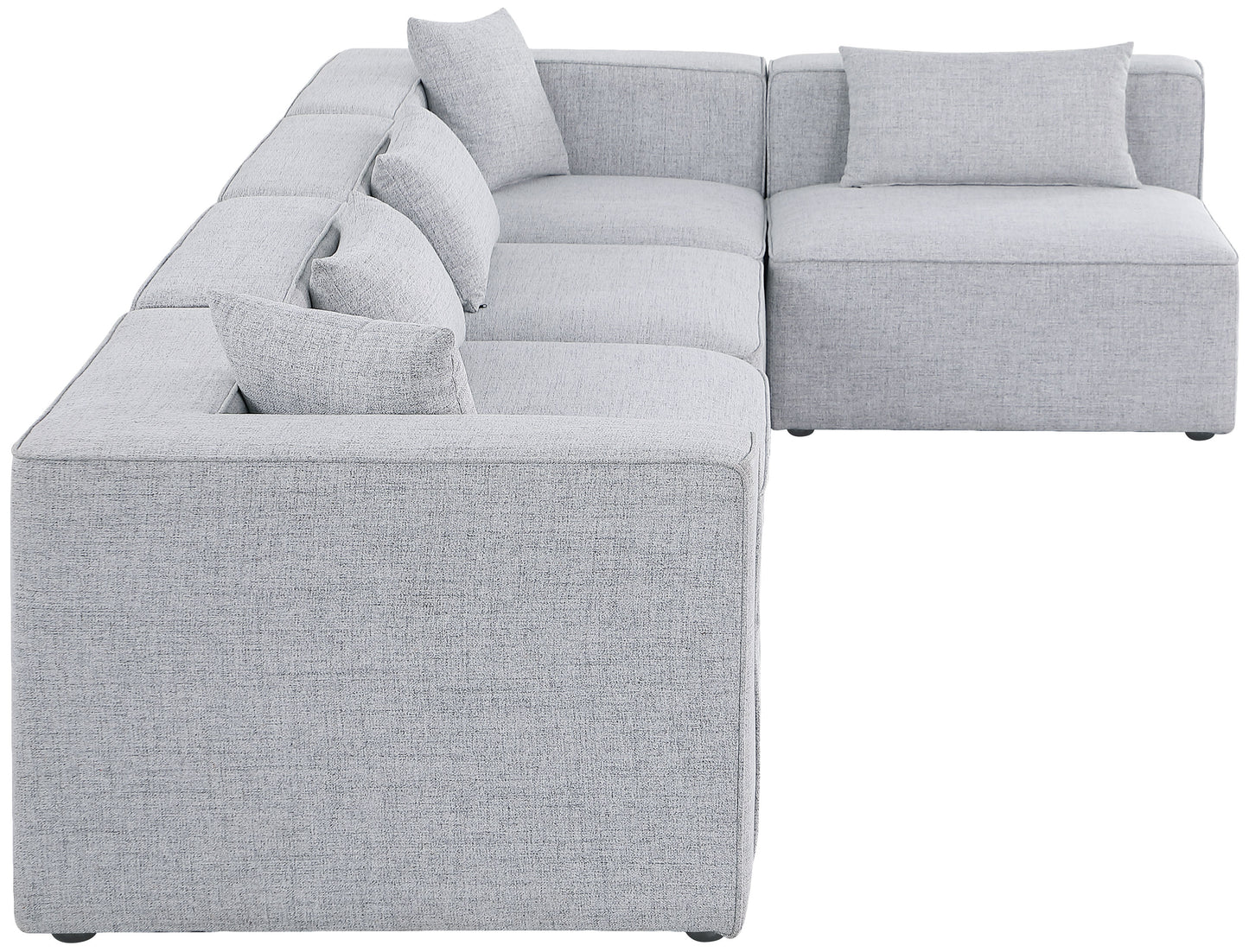 crescent grey durable linen textured modular sectional sec5d