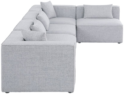 Crescent Grey Durable Linen Textured Modular Sectional Sec5D