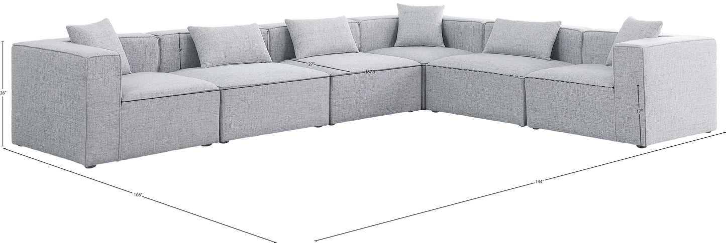 crescent grey durable linen textured modular sectional sec6a