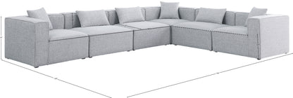 Crescent Grey Durable Linen Textured Modular Sectional Sec6A