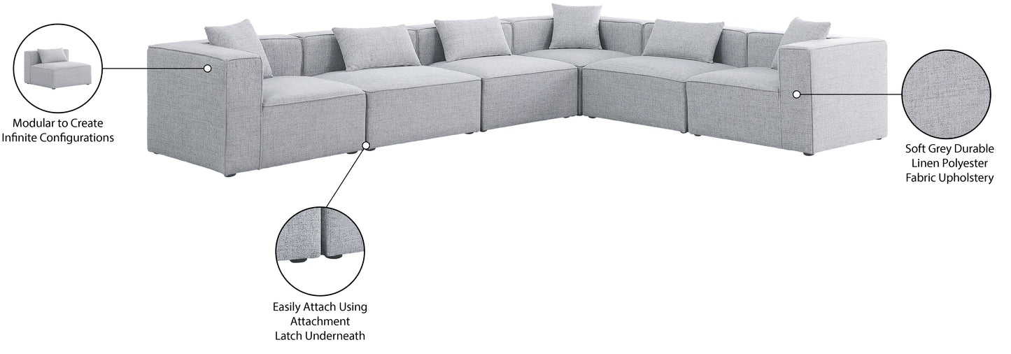 crescent grey durable linen textured modular sectional sec6a