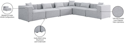 Crescent Grey Durable Linen Textured Modular Sectional Sec6A