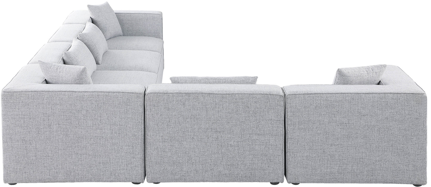 crescent grey durable linen textured modular sectional sec6a